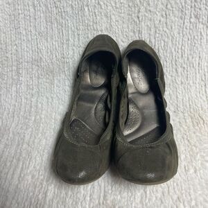 Dexflex comfort Fabric Olive Green & faux leather lizard print Ballet Flats.SZ10